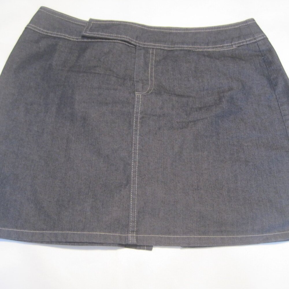 Vintage CLIO Petites Dark Blue Denim Midi Skirt Women's Size 8 Waist 32 Inch